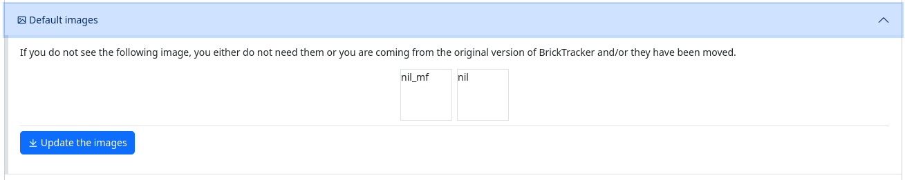 Default Images section