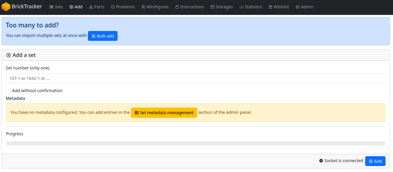 Navigation to Add Set